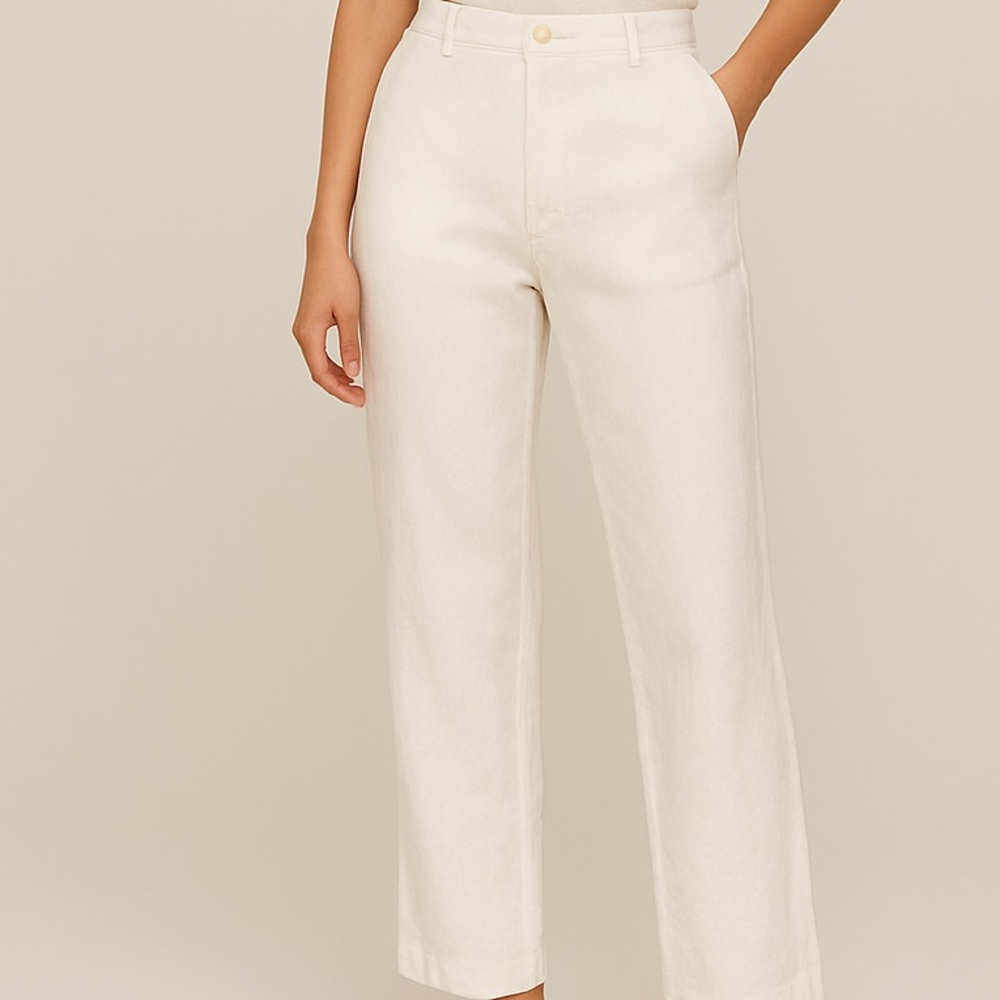 Vintage Women Linen Pants La Rea Collection Wide Leg Lined White 1X 35/30 90’s